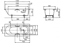 Стальная ванна Kaldewei Ambiente Novola Set Star 262 с покрытием Anti-Slip и Easy-Clean