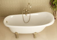 Ванна из литьевого мрамора Фэма Салерно (ножки белые, слив-перелив пластик)