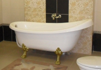 Ванна из литьевого мрамора Фэма Салерно (ножки белые, слив-перелив пластик)