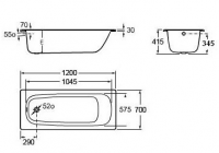Стальная ванна Roca Contesa 120 см
